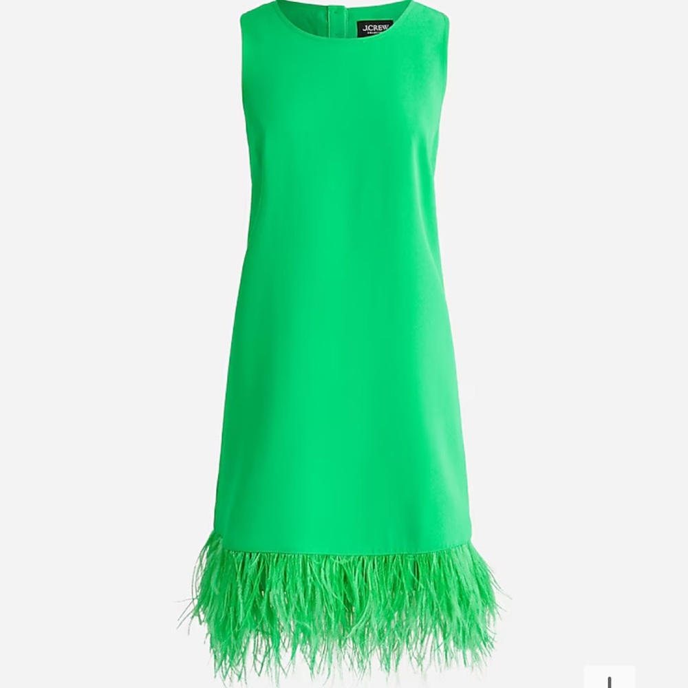 J.CREW Collection - Crepe Feather-Trim Shift Dress in Kelly Green